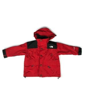 The North Face Unisex Kids Rain Coat Red Black Hooded Long Sleeve XS